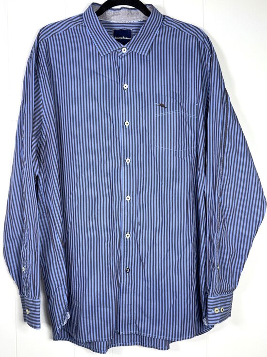 Tommy Bahama Other - Tommy Bahama Blue Pin-Stripe Button-Down L/Sleeve Dress Shirt Pima Cotton Men XL